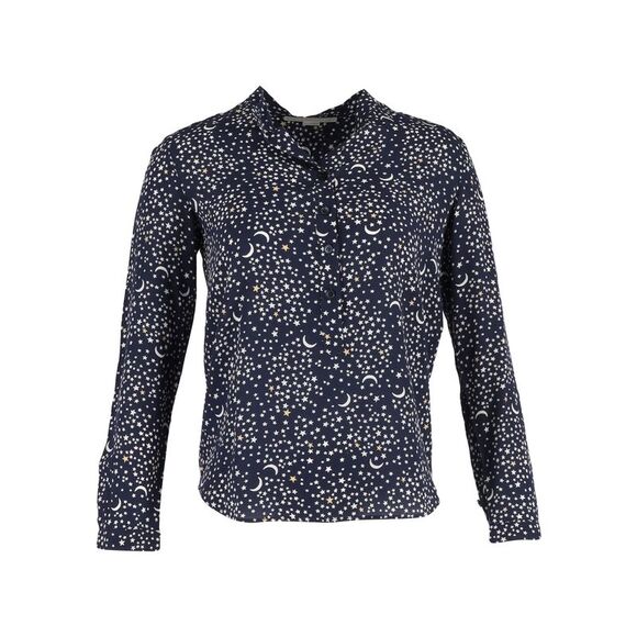 Stella Mccartney Tops - Stella McCartney Moon and Star Print Shirt in Navy Blue Silk